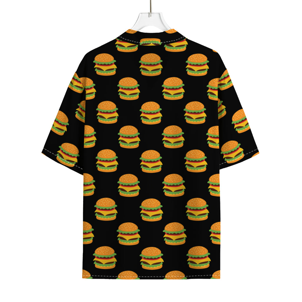 Cute Hamburger Pattern Print Rayon Hawaiian Shirt
