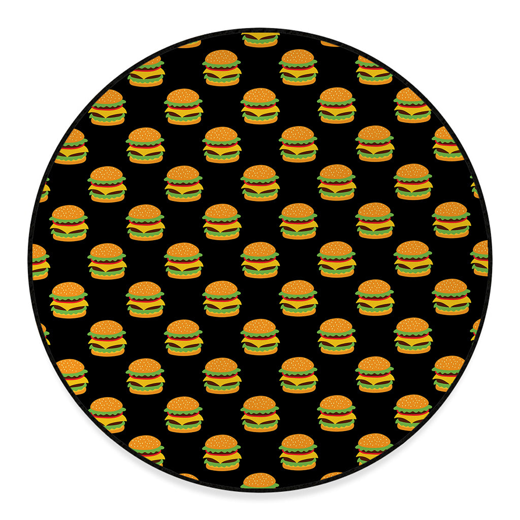 Cute Hamburger Pattern Print Round Floor Mat