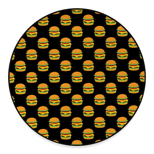 Cute Hamburger Pattern Print Round Floor Mat