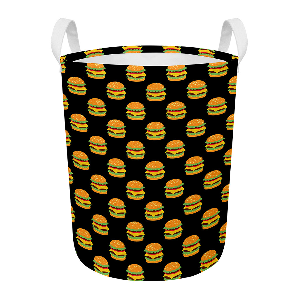 Cute Hamburger Pattern Print Round Laundry Basket