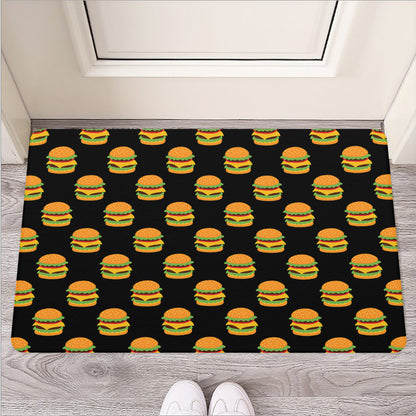 Cute Hamburger Pattern Print Rubber Doormat