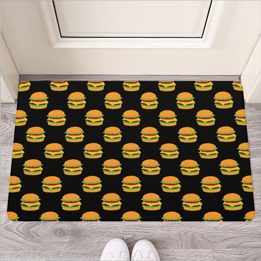 Cute Hamburger Pattern Print Rubber Doormat