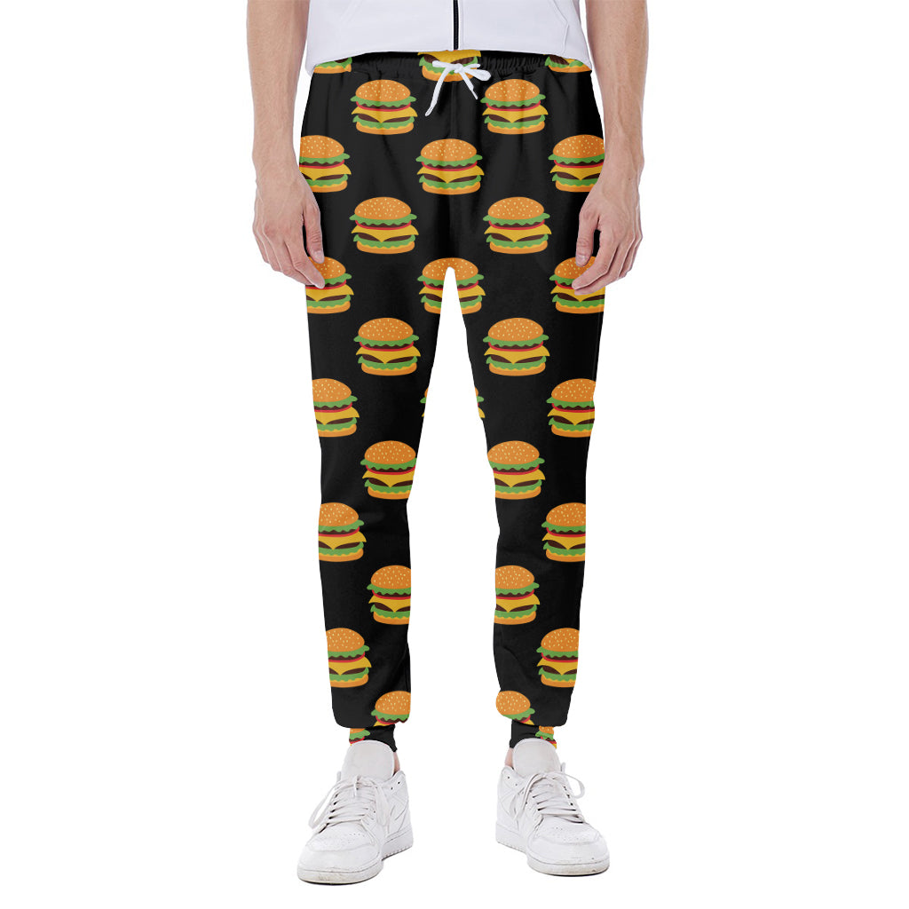 Cute Hamburger Pattern Print Scuba Joggers