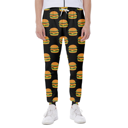 Cute Hamburger Pattern Print Scuba Joggers