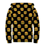 Cute Hamburger Pattern Print Sherpa Lined Zip Up Hoodie