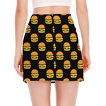 Cute Hamburger Pattern Print Side Slit Mini Skirt