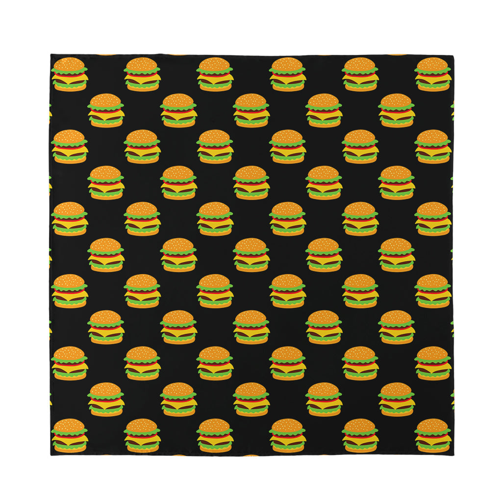 Cute Hamburger Pattern Print Silk Bandana