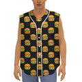 Cute Hamburger Pattern Print Sleeveless Baseball Jersey