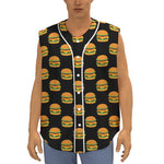 Cute Hamburger Pattern Print Sleeveless Baseball Jersey