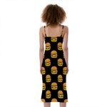 Cute Hamburger Pattern Print Slim Fit Midi Cami Dress