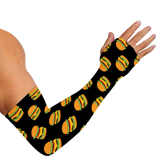 Cute Hamburger Pattern Print Sun Protection Arm Sleeves