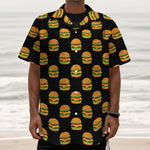 Cute Hamburger Pattern Print Textured Short Sleeve Shirt
