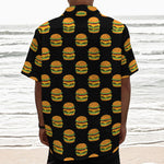 Cute Hamburger Pattern Print Textured Short Sleeve Shirt