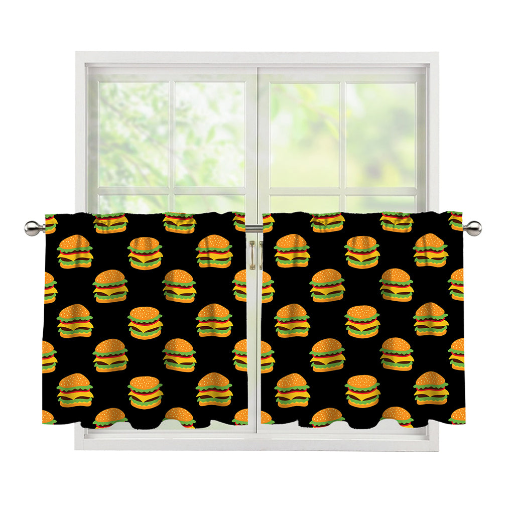 Cute Hamburger Pattern Print Tier Curtains