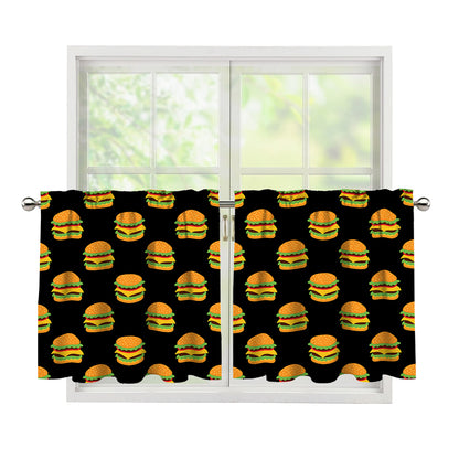Cute Hamburger Pattern Print Tier Curtains