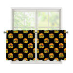 Cute Hamburger Pattern Print Tier Curtains