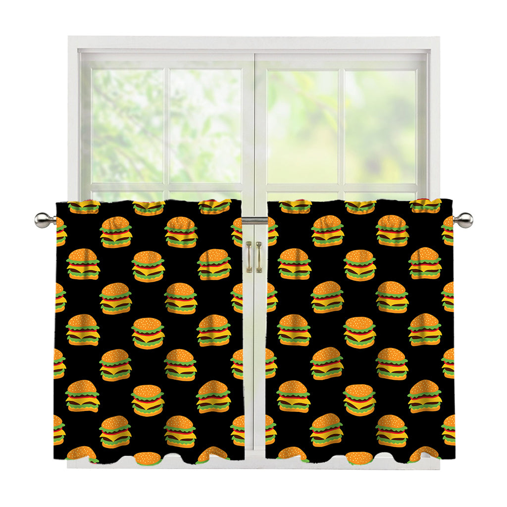 Cute Hamburger Pattern Print Tier Curtains