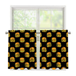 Cute Hamburger Pattern Print Tier Curtains