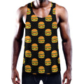 Cute Hamburger Pattern Print Men's Workout Tank Top