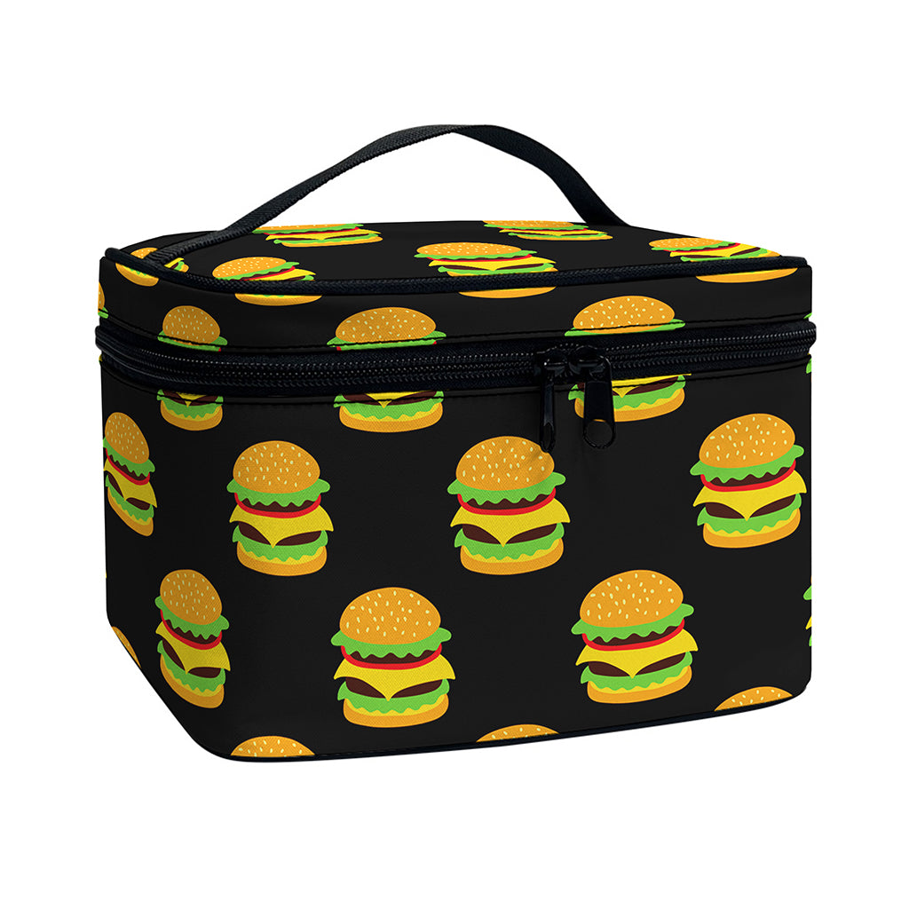 Cute Hamburger Pattern Print Travel Makeup Bag