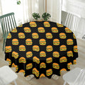 Cute Hamburger Pattern Print Waterproof Round Tablecloth