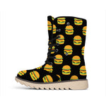 Cute Hamburger Pattern Print Winter Boots