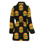 Cute Hamburger Pattern Print Women's Bathrobe