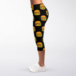 Cute Hamburger Pattern Print Women's Capri Leggings