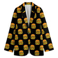 Cute Hamburger Pattern Print Women's Cotton Blazer