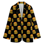 Cute Hamburger Pattern Print Women's Cotton Blazer