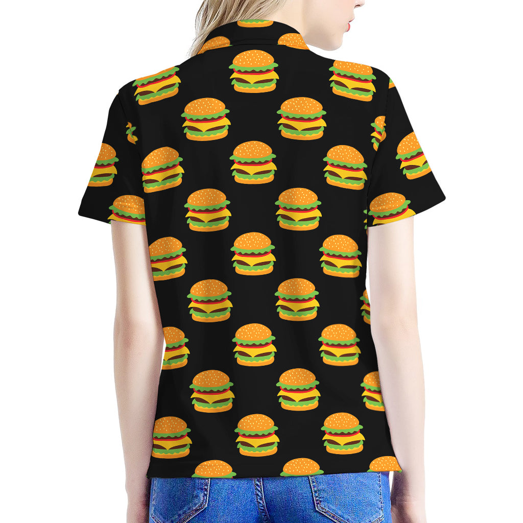 Cute Hamburger Pattern Print Women's Polo Shirt