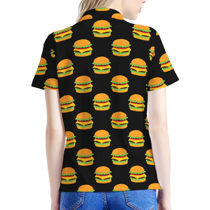 Cute Hamburger Pattern Print Women's Polo Shirt
