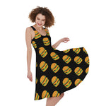 Cute Hamburger Pattern Print Women's Sleeveless Dress