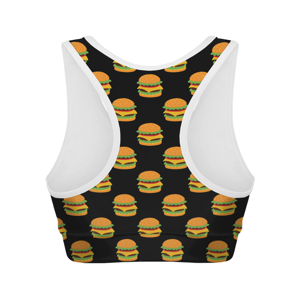 Cute Hamburger Pattern Print Women's Sports Bra
