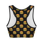 Cute Hamburger Pattern Print Women's Sports Bra