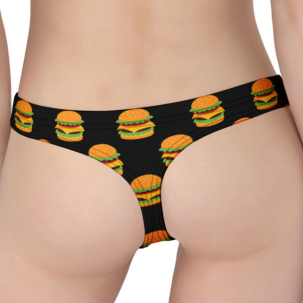 Cute Hamburger Pattern Print Women's Thong