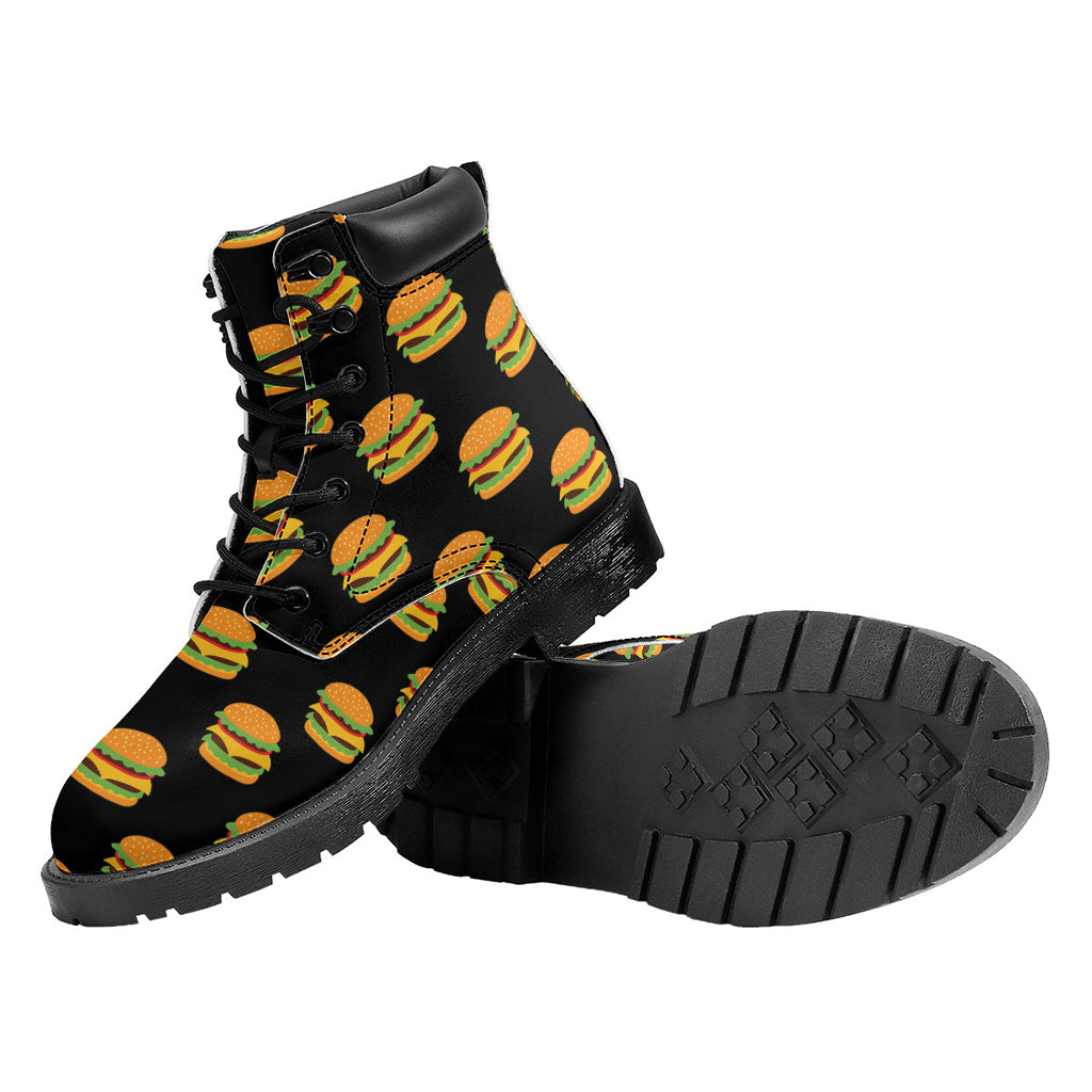 Cute Hamburger Pattern Print Work Boots