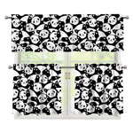 Cute Happy Panda Pattern Print 3 Piece Kitchen Curtains