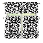 Cute Happy Panda Pattern Print 3 Piece Kitchen Curtains