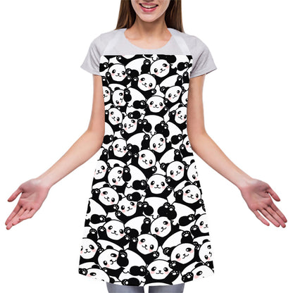 Cute Happy Panda Pattern Print Adjustable Apron