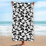 Cute Happy Panda Pattern Print Beach Towel