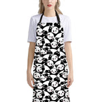 Cute Happy Panda Pattern Print Bib Apron With Pocket