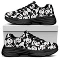 Cute Happy Panda Pattern Print Black Chunky Shoes