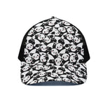 Cute Happy Panda Pattern Print Black Mesh Trucker Cap