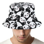 Cute Happy Panda Pattern Print Bucket Hat