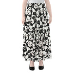 Cute Happy Panda Pattern Print Chiffon Maxi Skirt