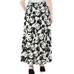 Cute Happy Panda Pattern Print Chiffon Maxi Skirt