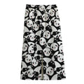 Cute Happy Panda Pattern Print Cotton Front Slit Maxi Skirt