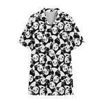 Cute Happy Panda Pattern Print Cotton Hawaiian Shirt