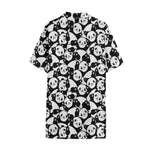 Cute Happy Panda Pattern Print Cotton Hawaiian Shirt